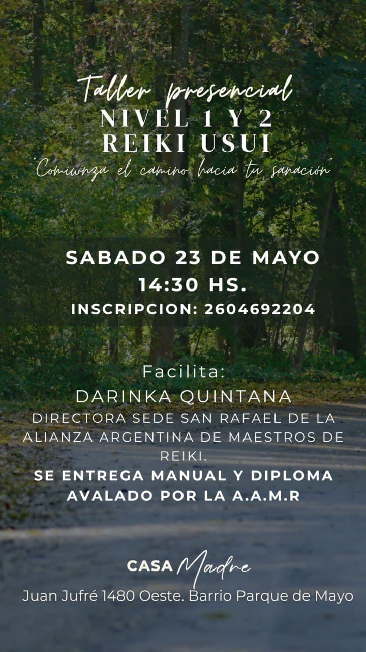 Taller Presencial Nivel 1 & 2 Reiki Usui
