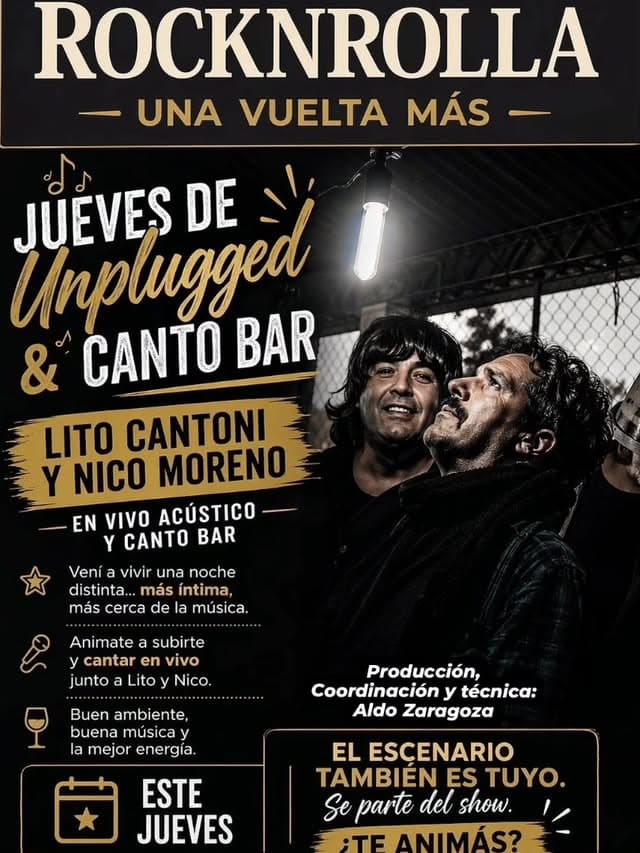 Jueves de Unplugged & Canto Bar: Lito Cantoni & Nico Moreno