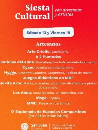 Siesta Cultural con Artesanos y Artistas