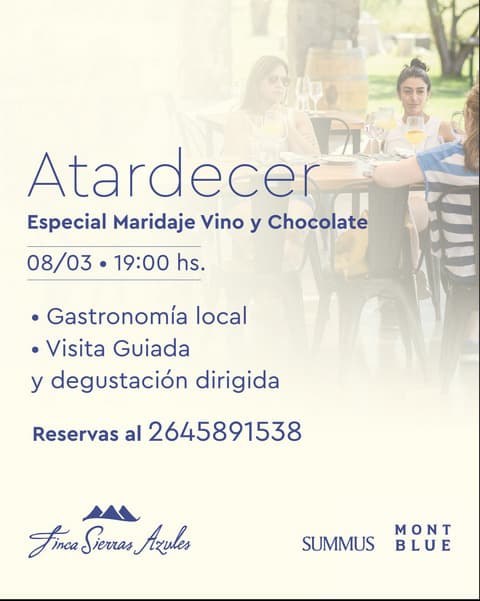 Atardecer Especial Maridaje Vino y Chocolate