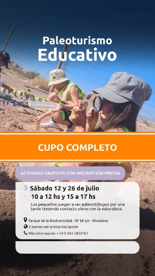 Cupo completo > Paleoturismo Educativo
