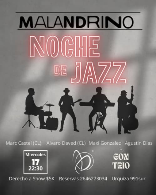 Noche de Jazz: Gon Trio, Marc Castel, Alvaro Daved, Maxi Gonzalez y Agustin Dias