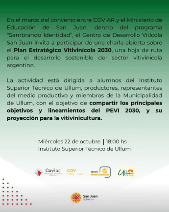 Charla sobre el Plan Estrategico Vitivinicola 2030