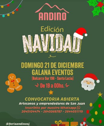Ferias en San Juan: Feria Andino - Edicion Navidad en Galana Eventos en San Juan el dom, 21 de diciembre