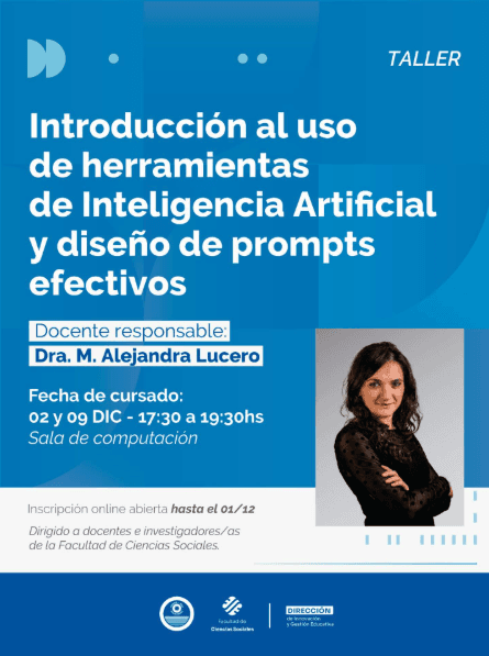 Conferencias en San Juan: Taller Introduccion al Uso de Herramientas de Inteligencia Artificial & Diseño de Prompts Efectivos en Facultad de Ciencias Sociales UNSJ el vie, 2 de enero
