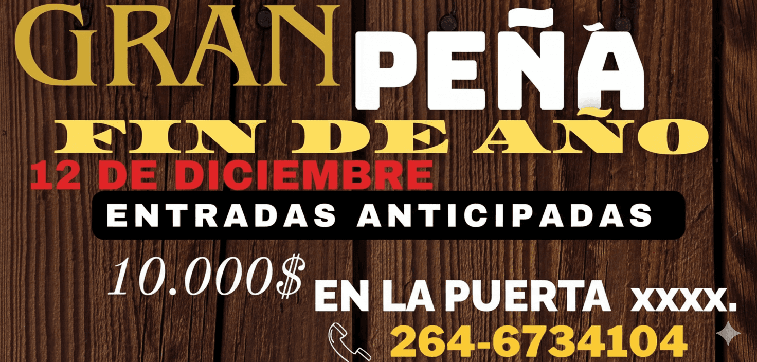Música en San Juan: Gran Peña de Fin de Año en Complejo La Meseta el vie, 12 de diciembre