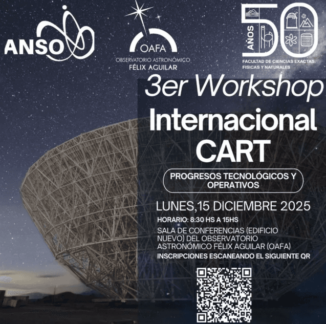 Conferencias en San Juan: 3er Workshop Internacional CART en Observatorio Astronómico Felix Aguilar el lun, 15 de diciembre