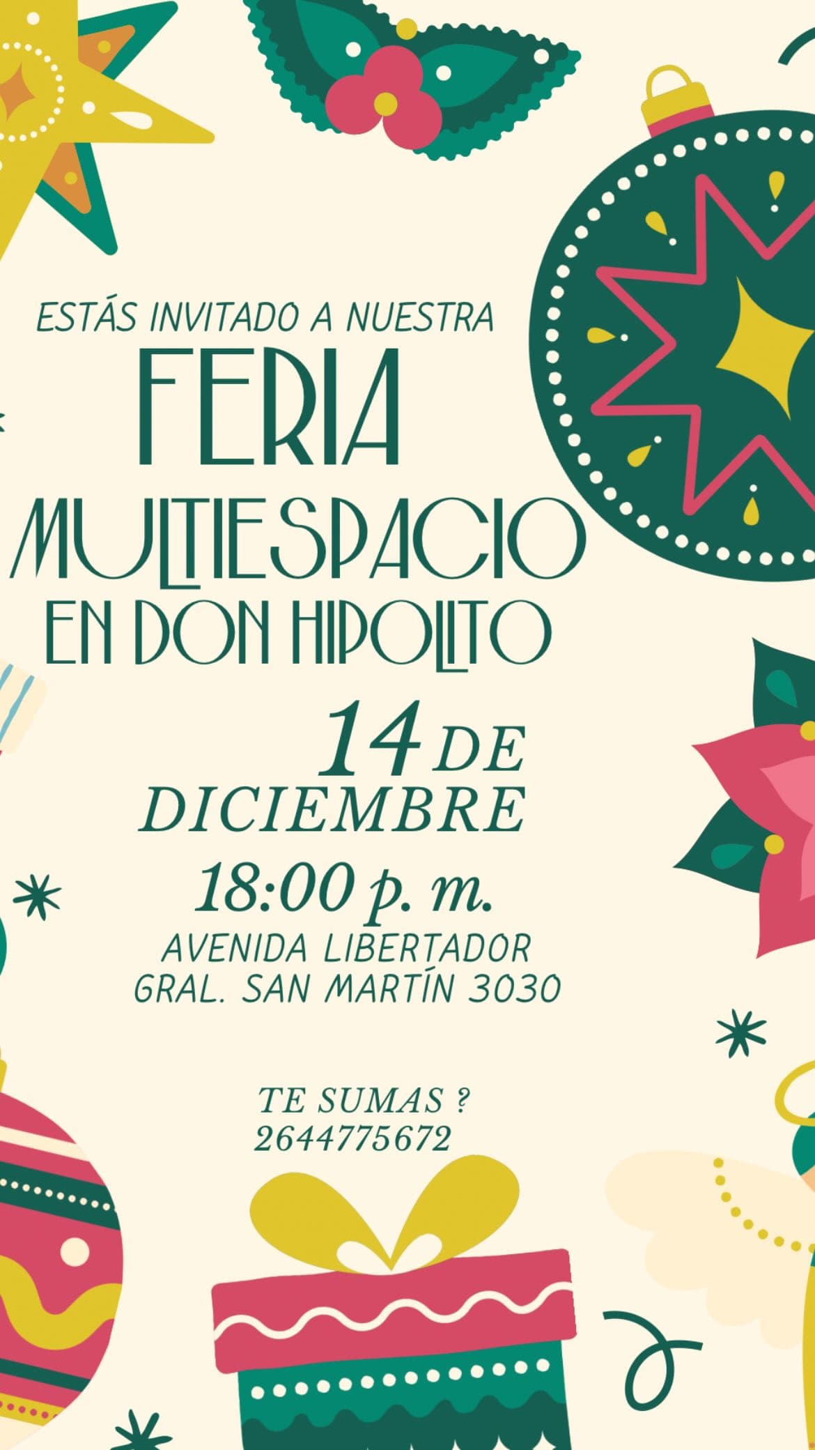 Ferias en San Juan: Feria Multiespacio en Don Hipólito el dom, 14 de diciembre