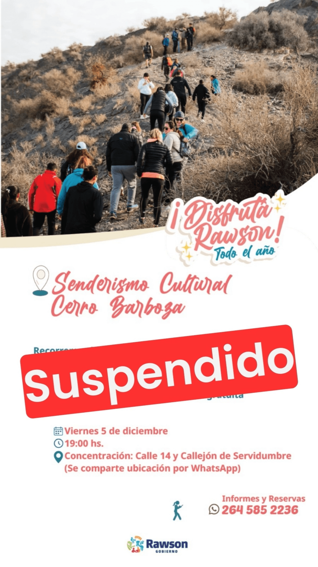 Suspendido > Disfruta Rawson - Senderismo Cultural Cerro Barboza