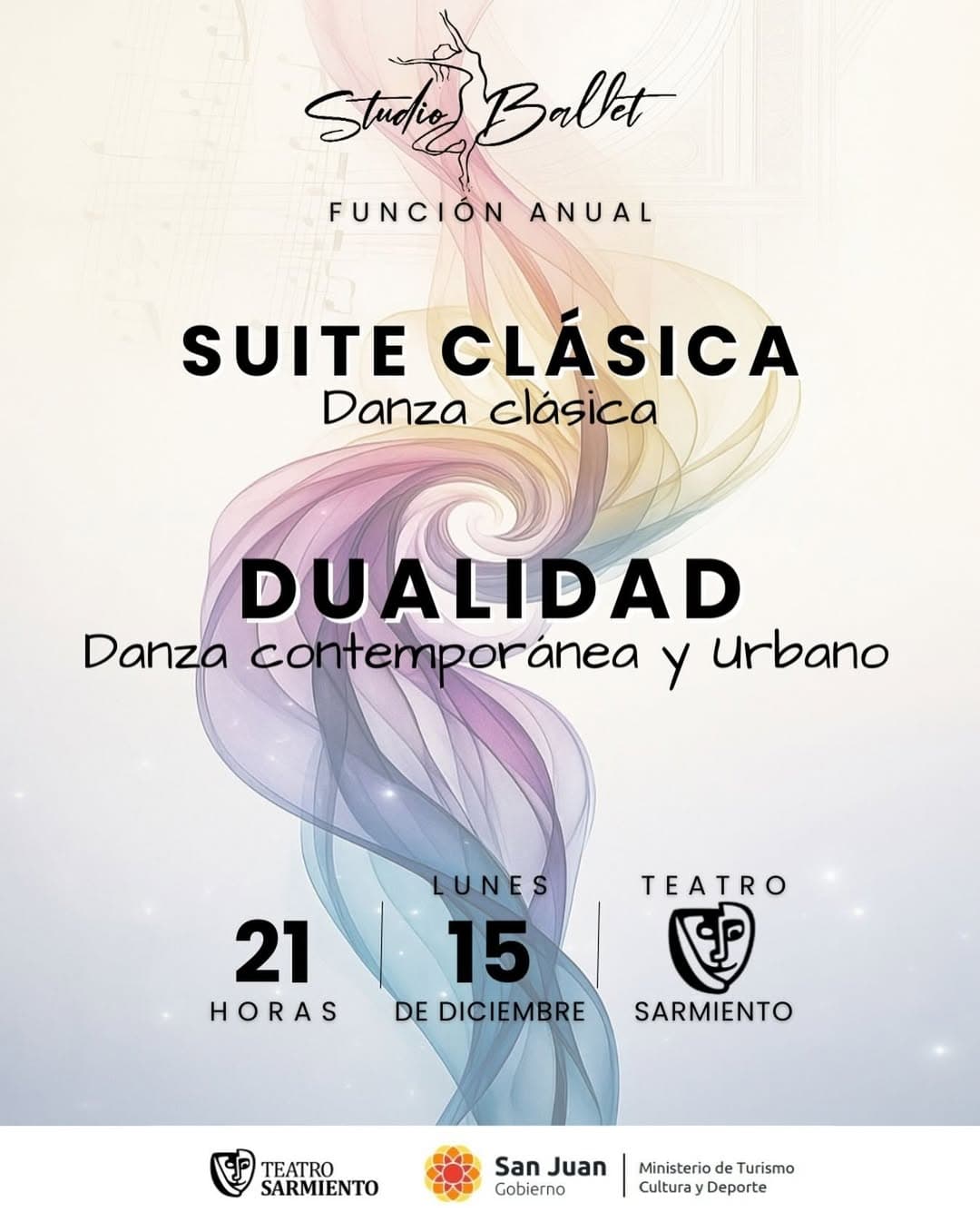 Teatro en San Juan: Instituto Studio Ballet presenta: "Dualidad" en Teatro Sarmiento el lun, 15 de diciembre