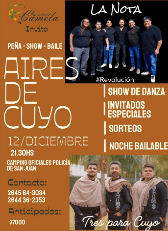 Música en San Juan: Aires de Cuyo en Camping Círculo de Oficiales Policía de San Juan el vie, 12 de diciembre