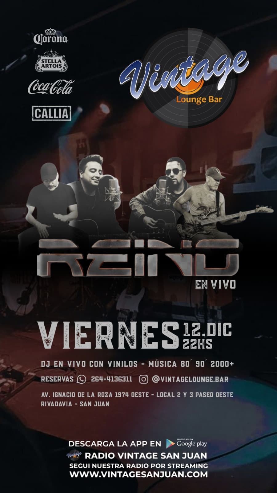 Música en San Juan: Reino en Vintage Lounge Bar el vie, 12 de diciembre