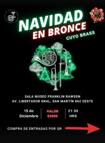 Exposiciones en San Juan: Navidad en Bronce - Cuyo Brass en Museo Provincial de Bellas Artes Franklin Rawson el lun, 15 de diciembre