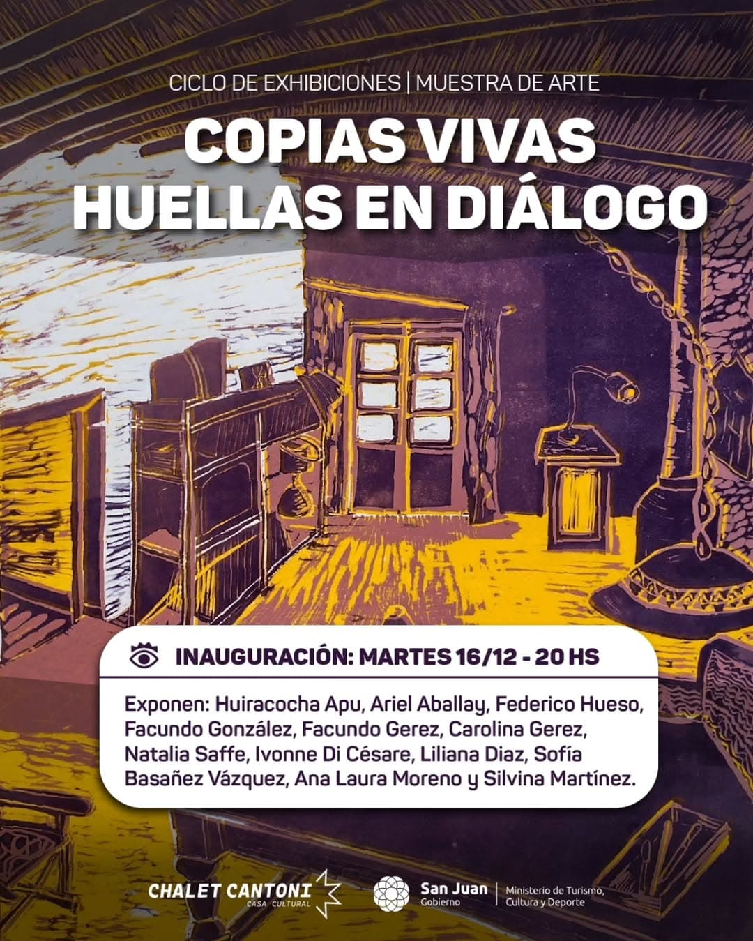 Exposiciones en San Juan: Ciclo de Exhibiciones | Muestra de Arte - "Copias Vivas, Huellas en Dialogo" en Chalet Cantoni · Casa Cultural el mar, 16 de diciembre