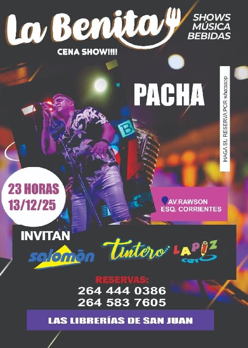 Bares en San Juan: La Benita en Avenida Rawson el sáb, 13 de diciembre