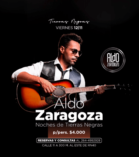 Música en San Juan: Aldo Zaragoza en Tierras Negras Restó el vie, 12 de diciembre