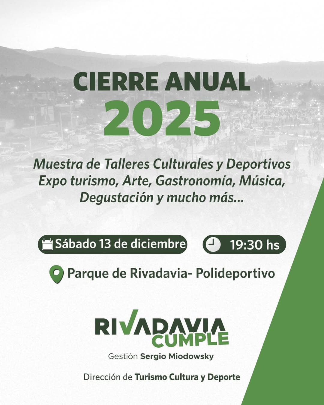 Ferias en San Juan: Cierre Anual 2025 - Una Noche para Vivir Rivadavia en Parque de Rivadavia el sáb, 13 de diciembre