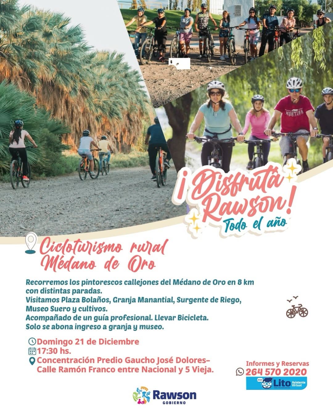 Deportes en San Juan: Cicloturismo Rural Medano de Oro en Predio Gaucho José Dolores - Municipio de Rawson el dom, 21 de diciembre