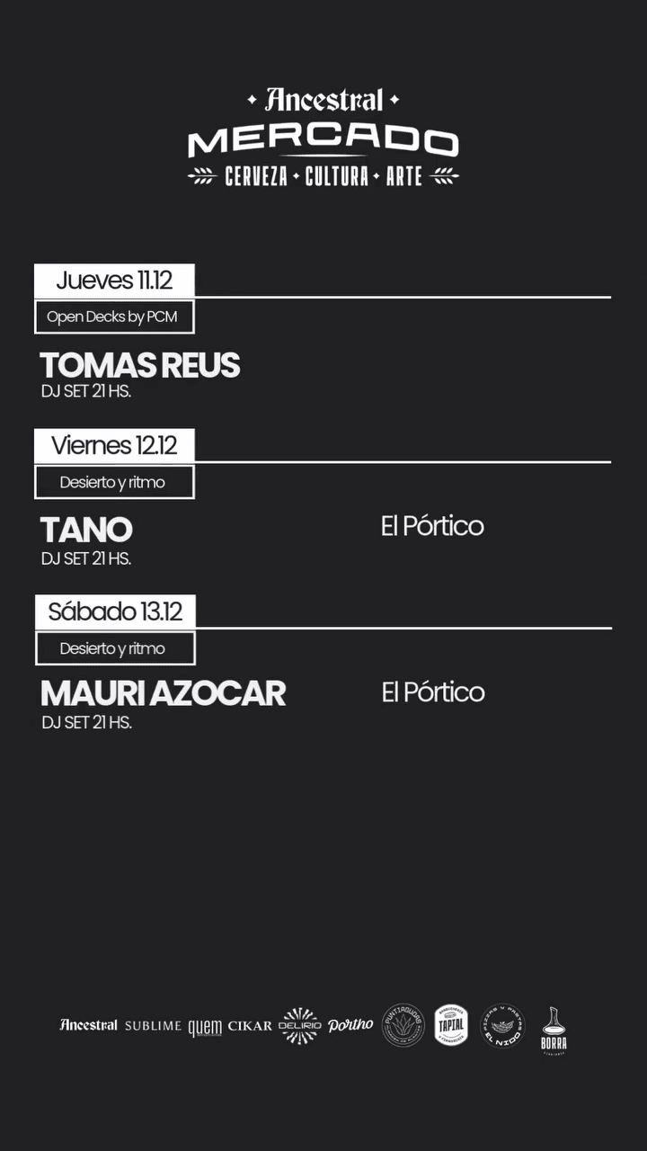 Bares en San Juan: Tano Dj Set en Ancestral Mercado el vie, 12 de diciembre