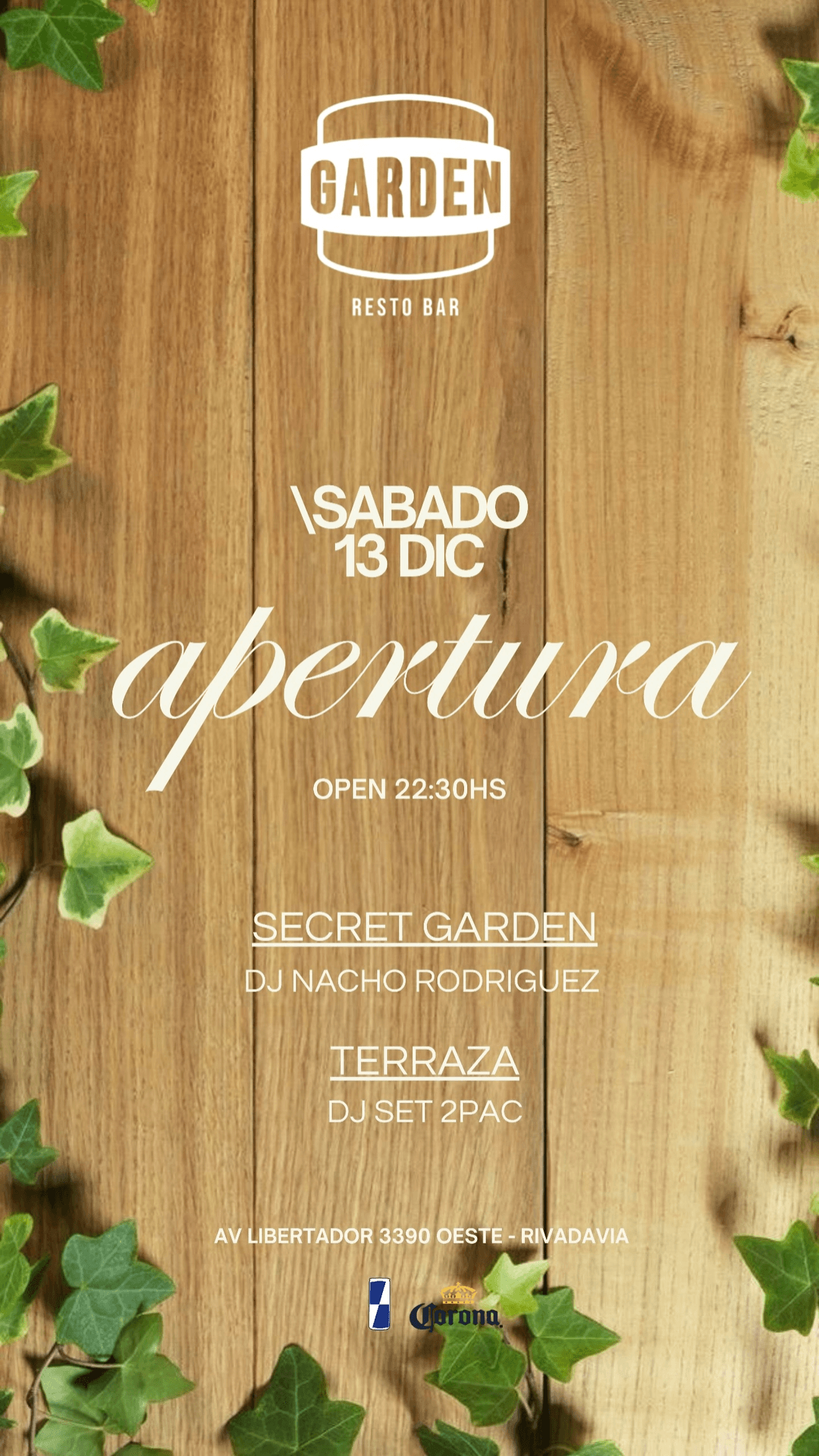 Bares en San Juan: Apertura Garden - Nacho Rodriguez Dj Set & 2Pac Dj Set en Garden el sáb, 13 de diciembre
