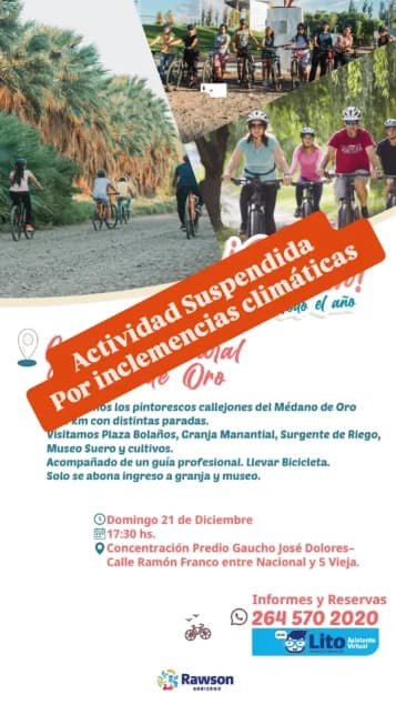 Suspendido > Cicloturismo Rural Medano de Oro