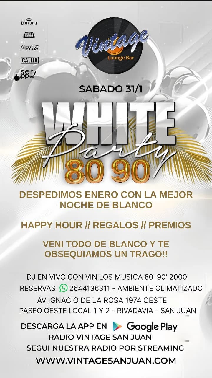 White Party 80´ 90´ - Evento en San Juan