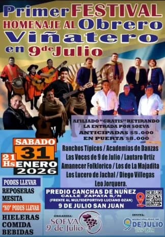 1º Festival Homenaje al Obrero Viñatero - Evento en San Juan