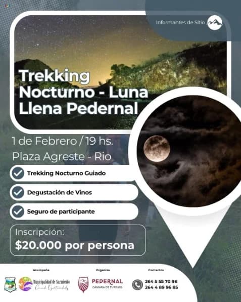Deportes en San Juan: Trekking Nocturno - Luna Llena Pedernal en Pedernal el dom, 1 de febrero
