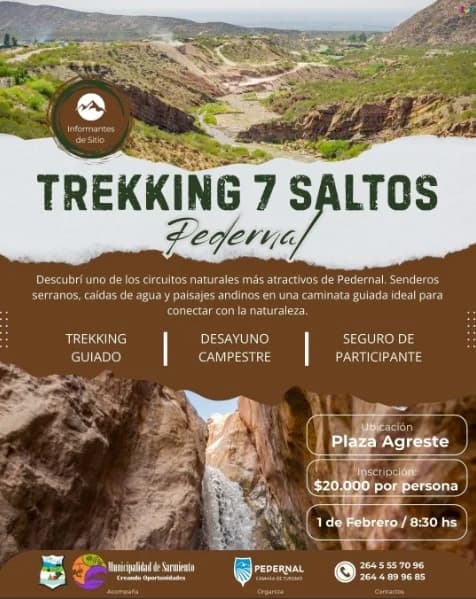 Turismo en San Juan: Trekking 7 Saltos en Pedernal el dom, 1 de febrero
