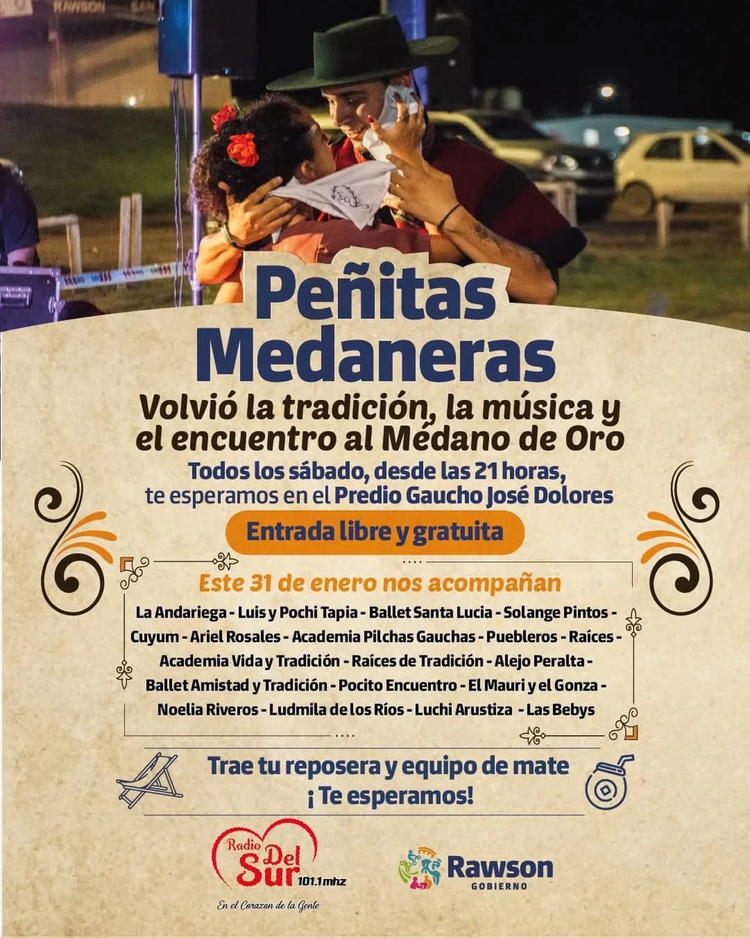 Música en San Juan: Peñitas Medaneras en Predio Gaucho José Dolores - Municipio de Rawson el mar, 3 de febrero