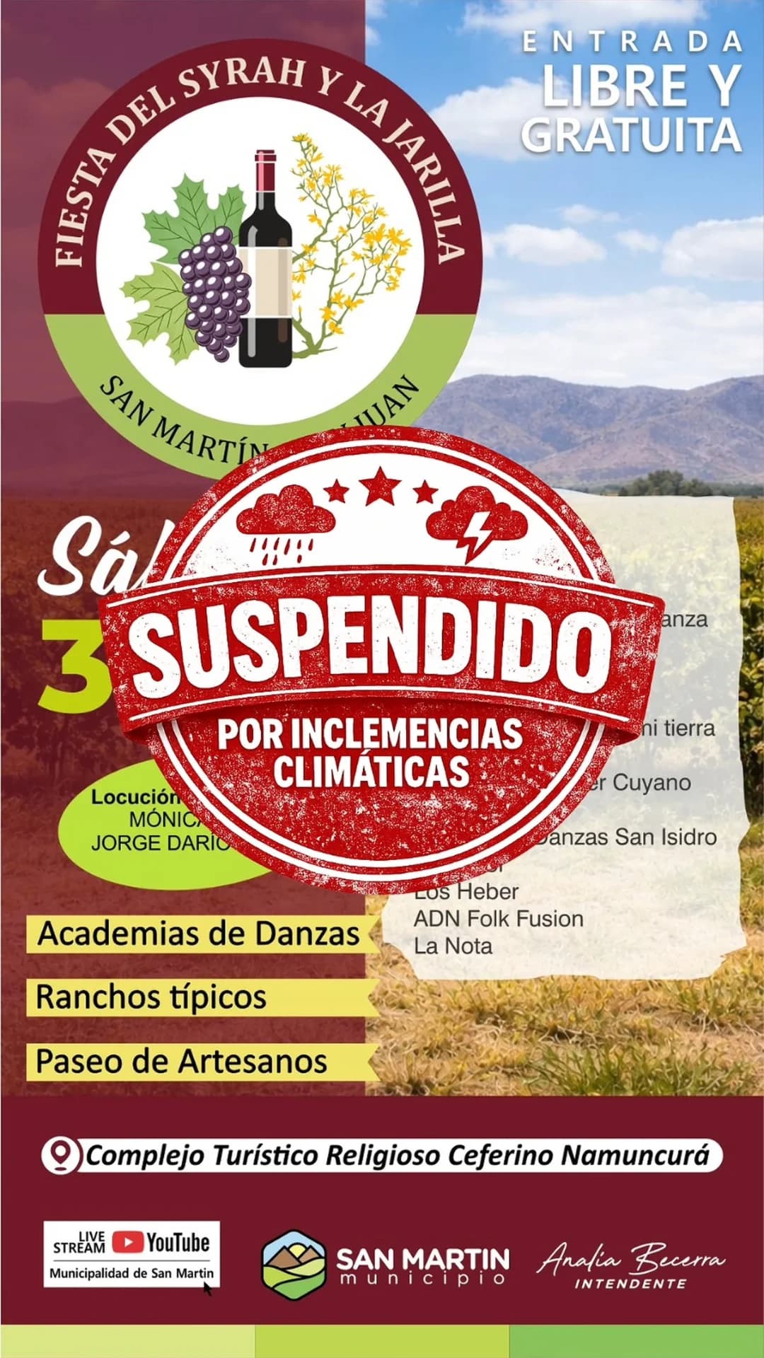 Suspendido > Fiesta del Syrah y la Jarilla 2026 - Evento en San Juan