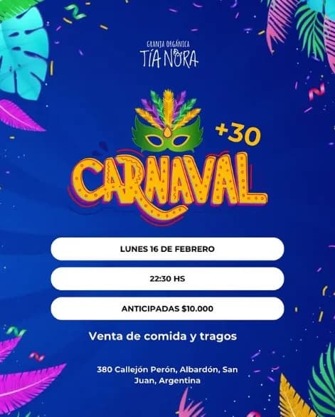 Carnaval +30 - Evento en San Juan