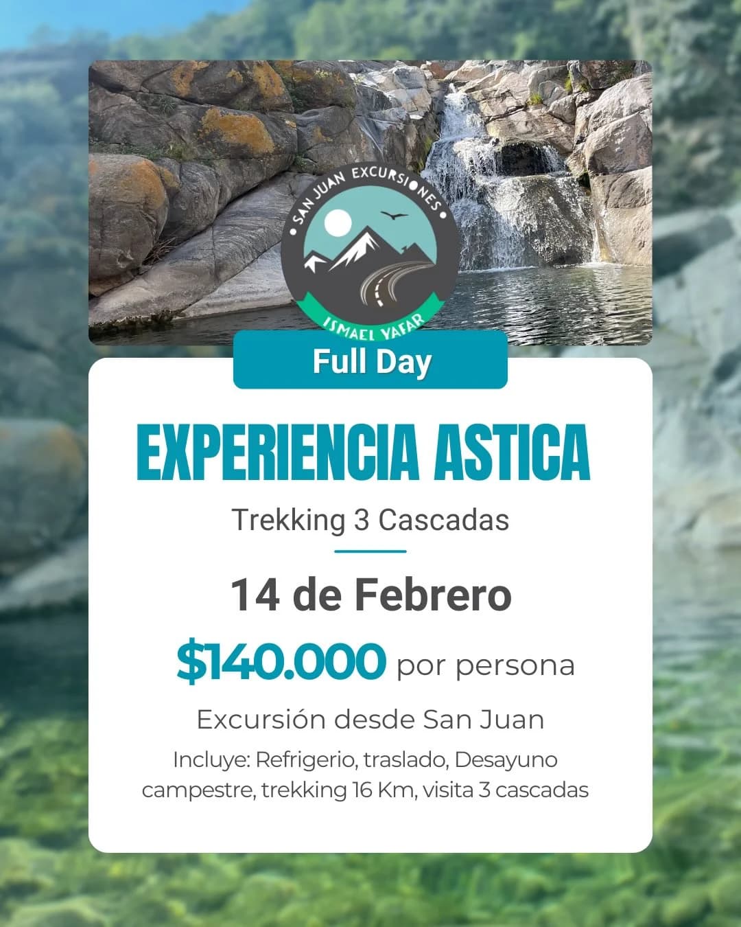 Experiencia Astica - Trekking 3 Cascadas - Evento en San Juan