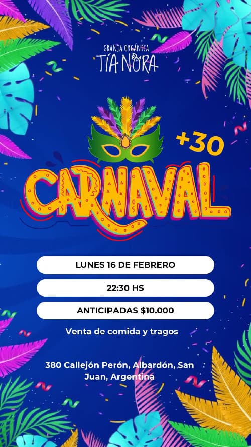 cena y baile de carnaval granja tia nora