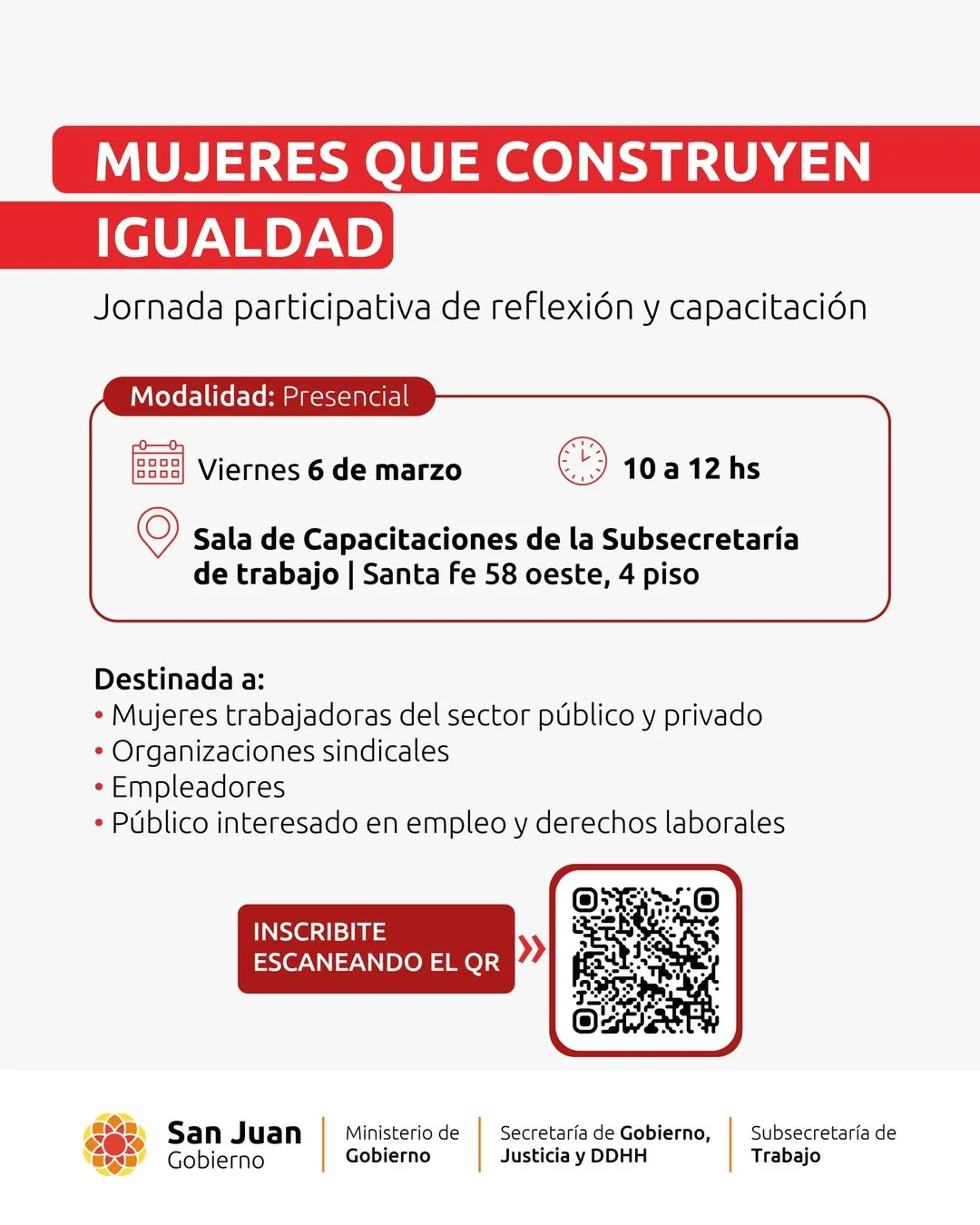 Mujeres Construyen Igualdad - Jornada Participativa de Reflexion y Capacitacion - Evento en San Juan
