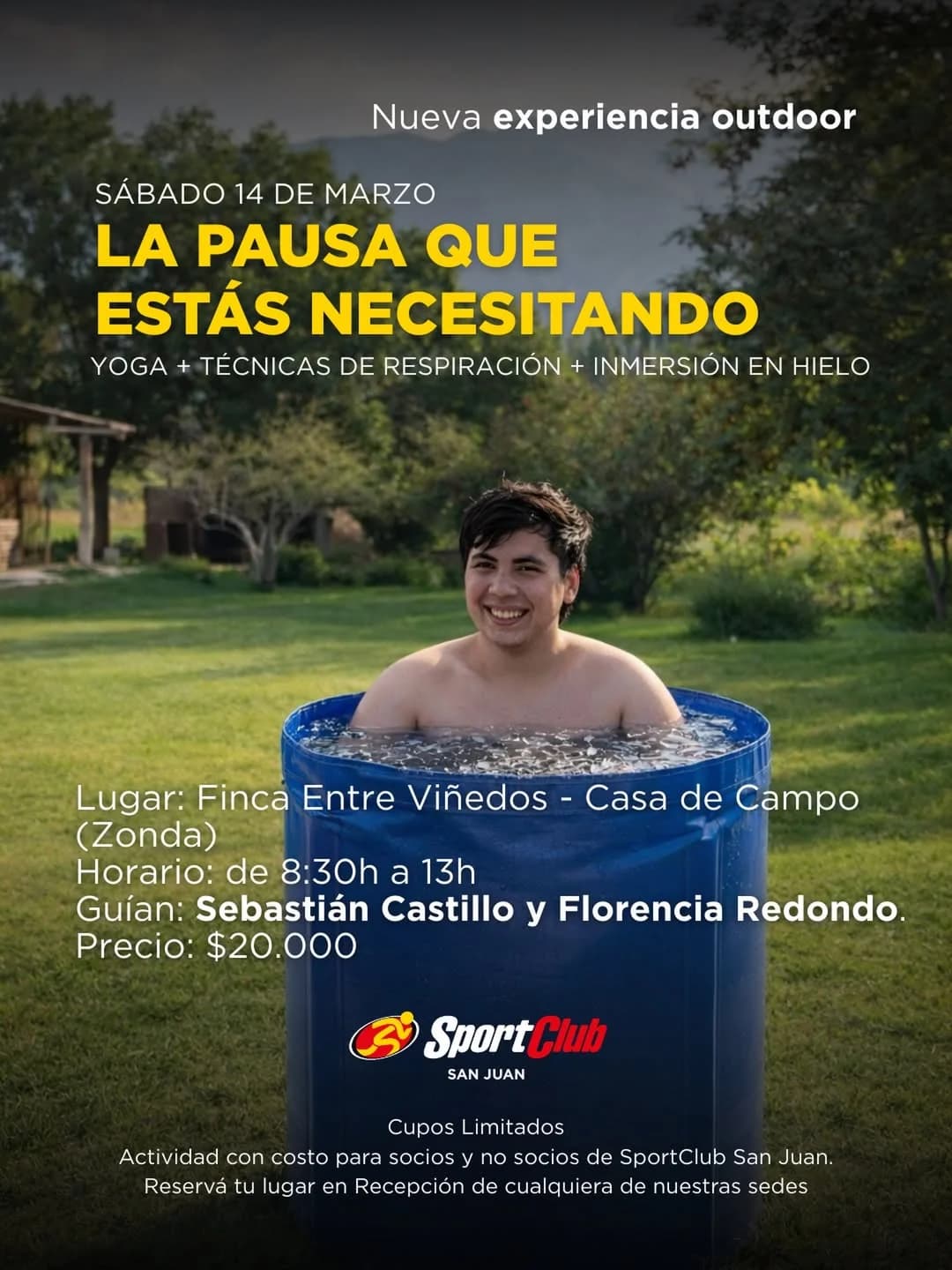 La Pausa que Estas Necesitando - Yoga + Tecnicas de Respiracion + Inmersion en Hielo - Evento en San Juan