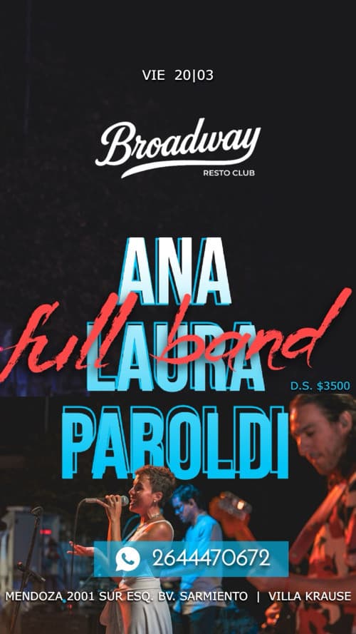 Ana Paroldi full band en Broadway