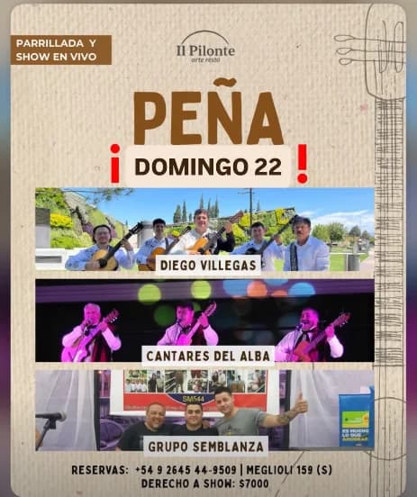 Reprogramado > Peña Il Pilonte - Diego Villegas | Cantares del Alba | Grupo Semblanza