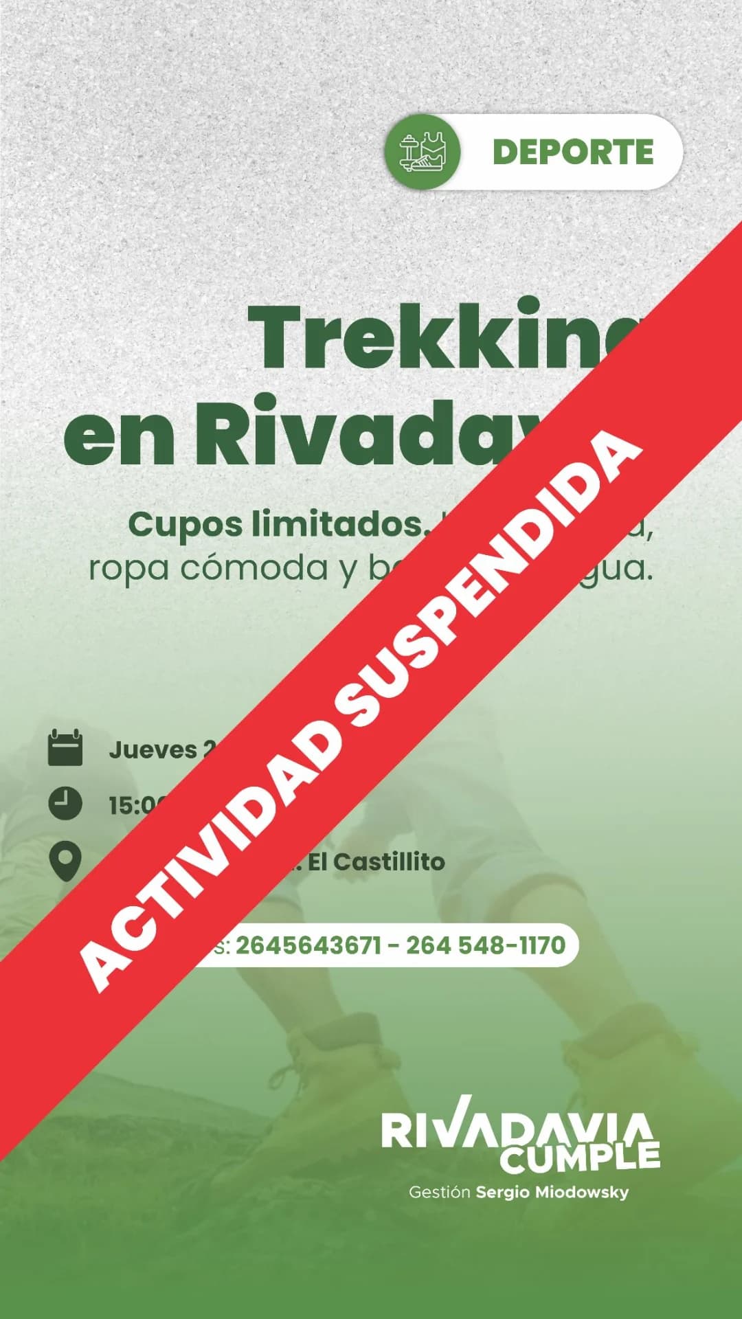 Suspendido > Trekking en Rivadavia