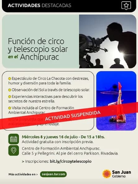 Suspendido > Funcion de Circo, Telescopio Solar y Visita Guiada