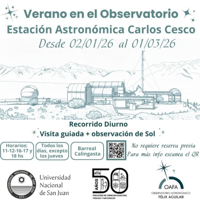 Bares en San Juan: Recorrido Diurno + Visita Guiada + Observacion del Sol en Estación Astronómica Carlos Ulrico Cesco (Felix Aguilar) el lun, 2 de febrero
