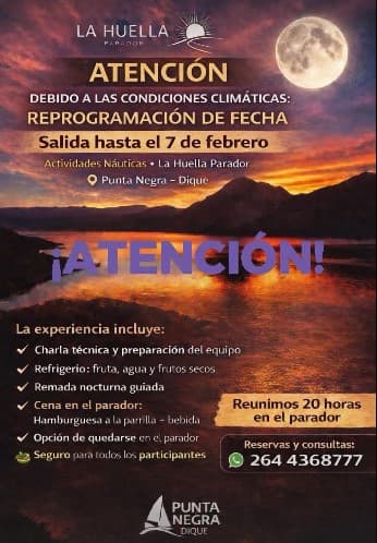 Deportes en San Juan: Reprogramado > Kayak Bajo la Luna Llena en Dique Punta Negra el sáb, 7 de febrero