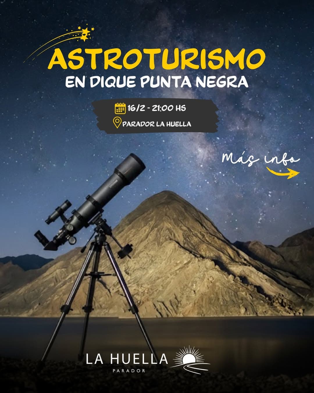 Turismo en San Juan: Astroturismo en Parador La Huella en Dique Punta Negra el lun, 16 de febrero