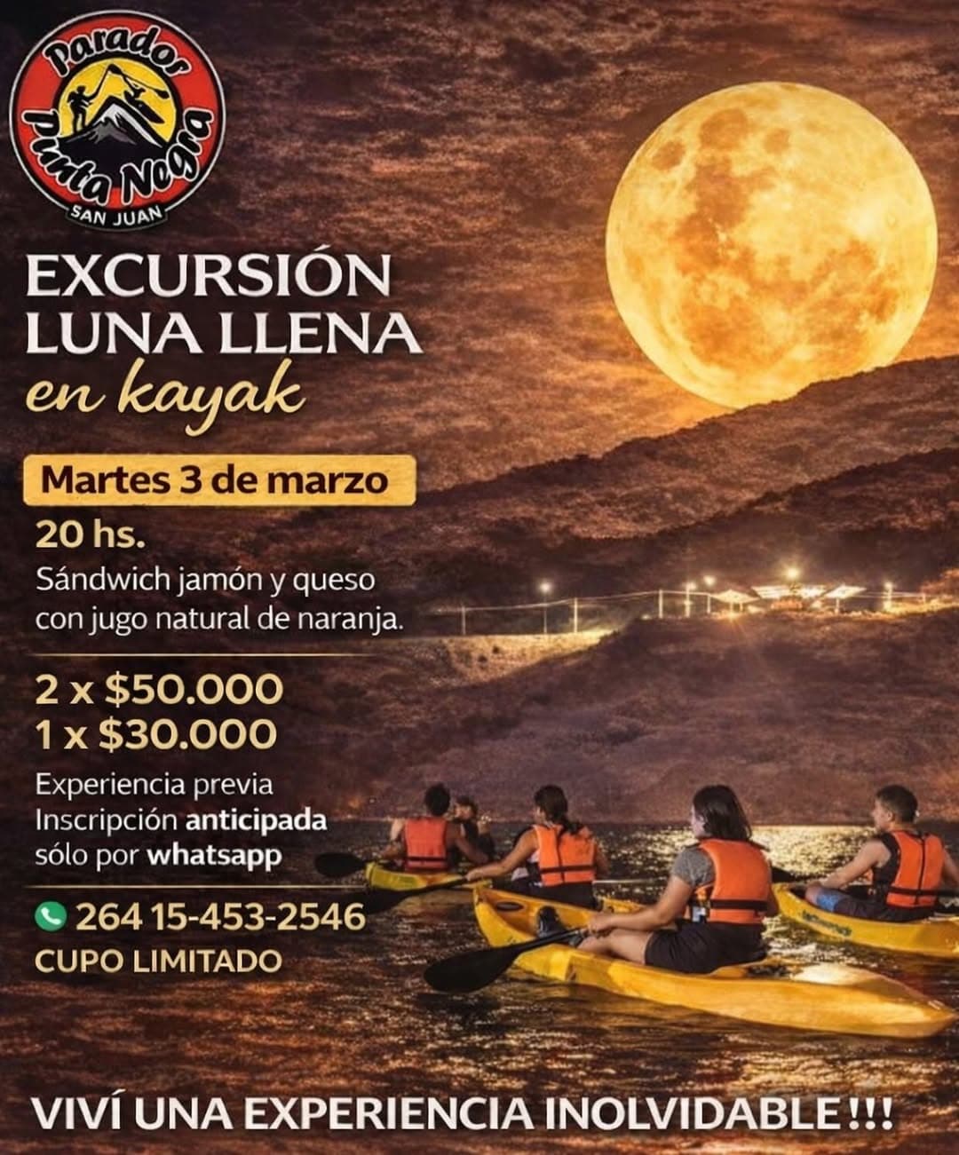 Excursion Luna Llena en Kayak